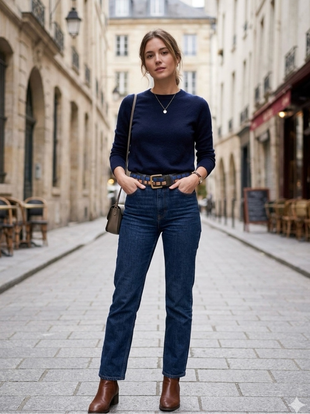 Stylish Leather & Suede Black and Blue women's Belt